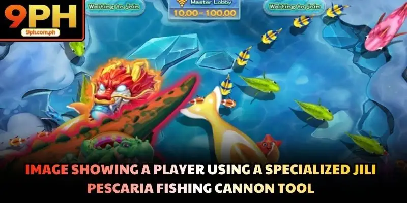 Image showing a player using a specialized Jili Pescaria fishing cannon tool
